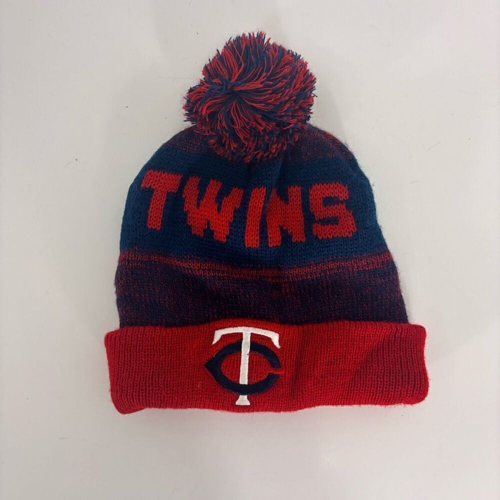 MLB Minnesota Twins Baseball Navy Blue & Red Pom Pom Winter Hat